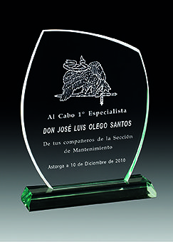 PLACA DE HOMENAJE DE CRISTAL CON ESTUCHE 