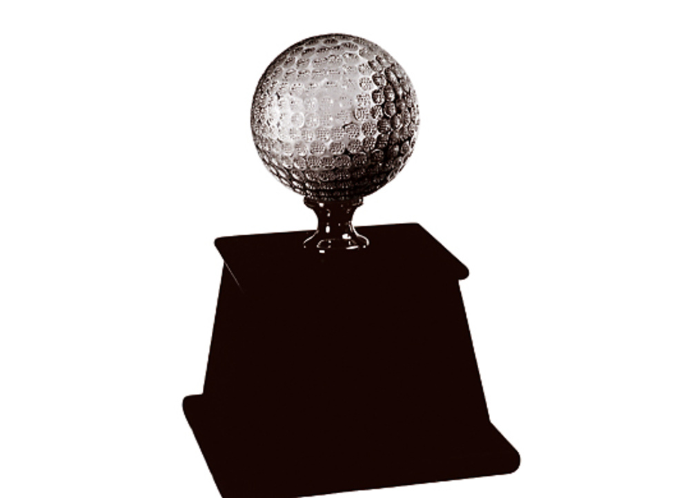 TROFEO GOLF CRISTAL CON PEANA MADERA 