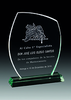 PLACA DE HOMENAJE DE CRISTAL CON ESTUCHE